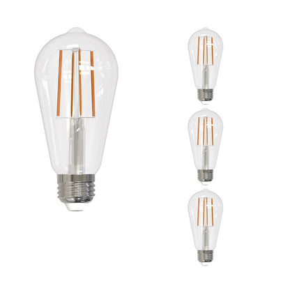 Bulbrite LED Filament Pack of (4) 13 Watt Dimmable ST18 Light Bulbs with a Clear Finish and Medium (E26) Base - 3000K (Soft White Light), 1400 Lumens