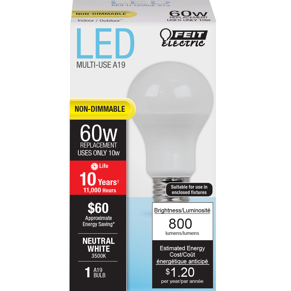 60-Watt Equivalent A19 3500K Neutral White General Purpose LED