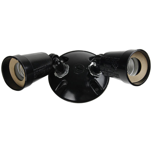 Sunlite 2 Lamp Wall Mount Floodlight Industrial Fixture, Black Finish