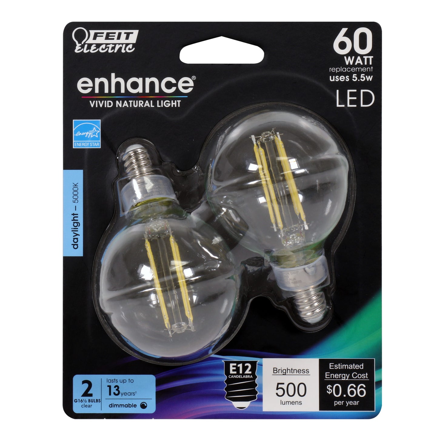 500 Lumen 5000K Dimmable LED G16 1/2