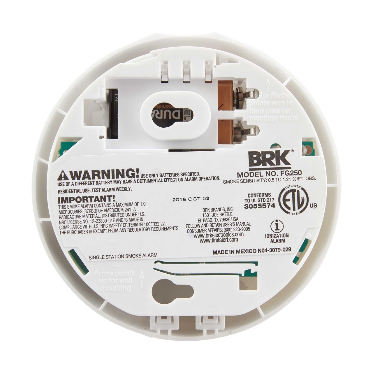 FG250B 9V Battery Smoke Alarm