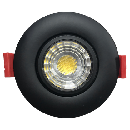 Luxrite LED 3" Round Gimbal Black Canless Spotlight, 8W, 600 Lumens, Color Selectable - 2700K/3000K/3500K/4000K/5000K, 80 CRI, Black Finish, Dimmable (LR23221)