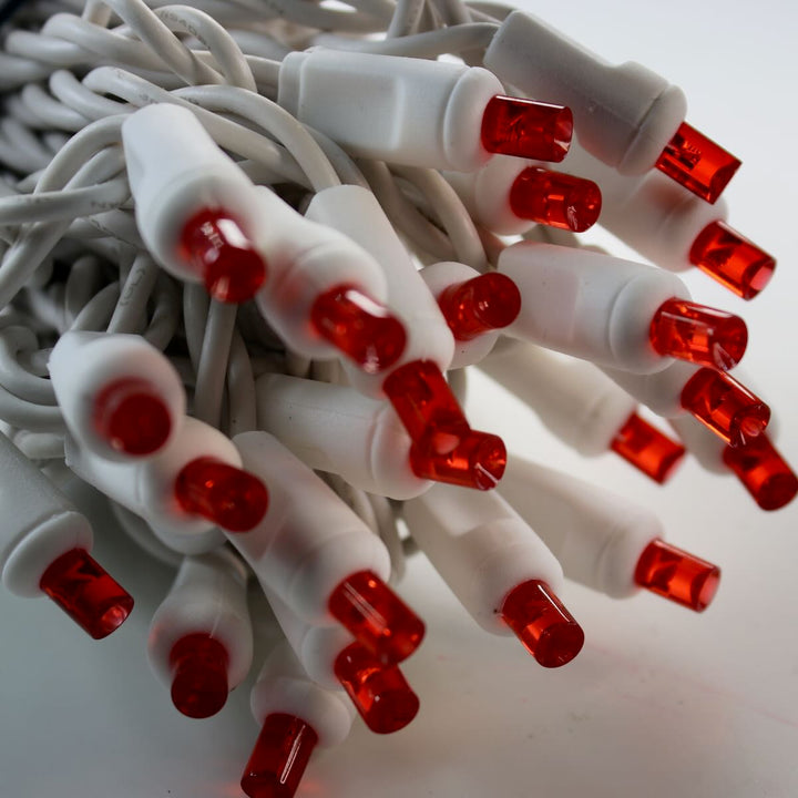 SUPER STROBE 50-LITE 4" SPACING 5MM LED LIGHT SET; RED BULBS; WHITE WIRE, Approx. 17'4" Long