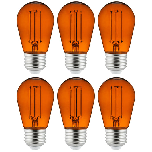 Sunlite 40975 S14 Sign 2-Watt Transparent Dimmable Light Bulb Orange 6 Pack