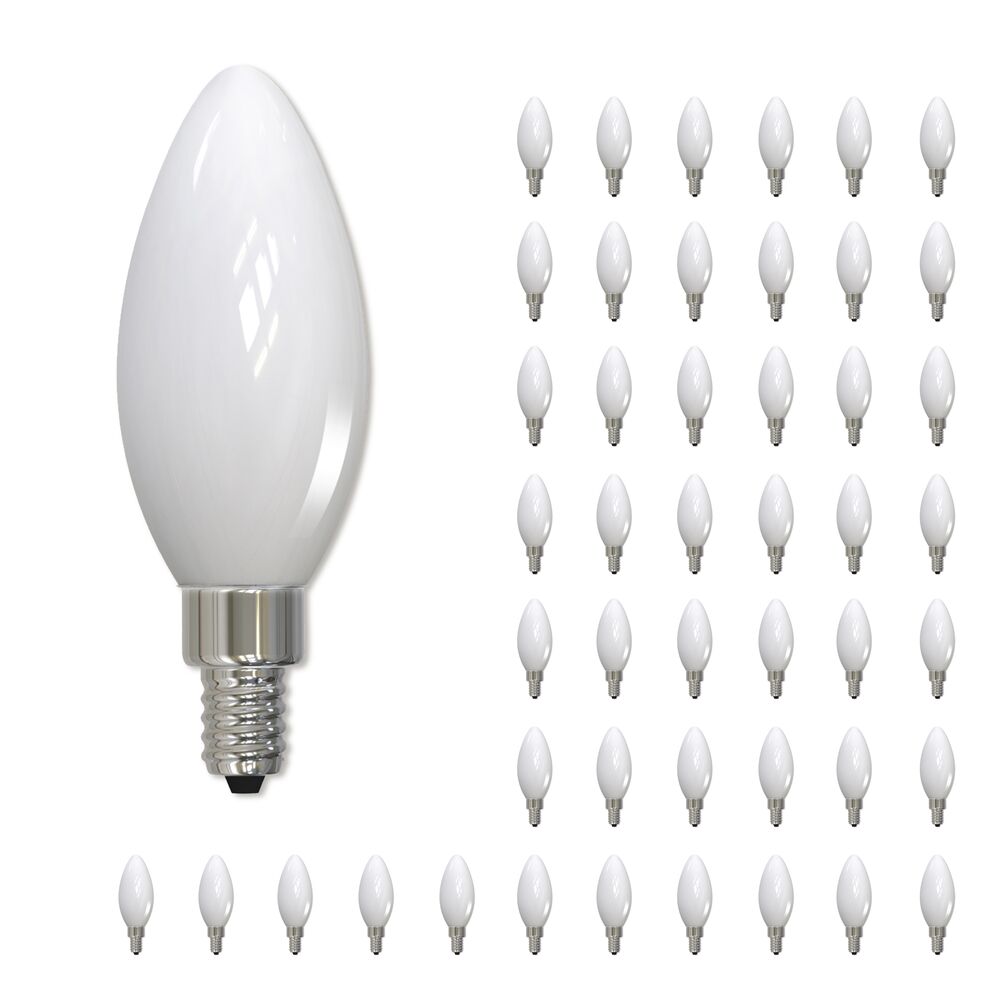 Bulbrite LED Filament Bulb, Milky Finish, 3000K, Fully Compatible Dimming, 4.5 Watts, E12 Candelabra Base, 400 Lumens, 120V, Soft White Light 48-Pack
