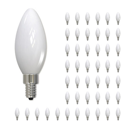 Bulbrite LED Filament Bulb, Milky Finish, 3000K, Fully Compatible Dimming, 4.5 Watts, E12 Candelabra Base, 400 Lumens, 120V, Soft White Light 48-Pack