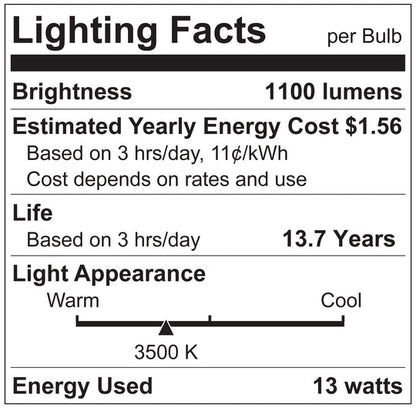 Luxrite LED BR40 Reflector Light Bulb, 13W, 1100 Lumens, 3500K - Natural, 80 CRI, Frosted White Finish, Dimmable (LR31882)