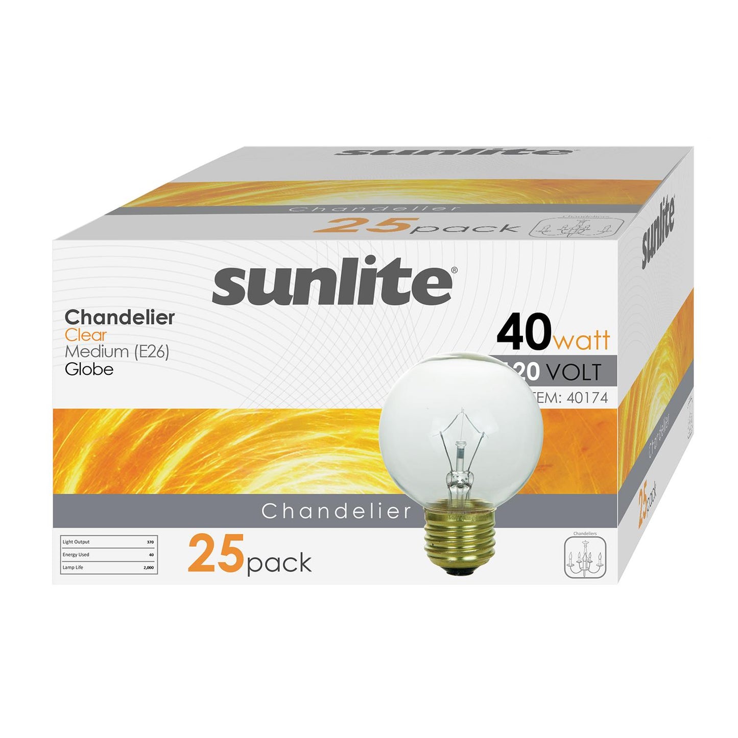 Sunlite 40 Watt G19 Globe, Medium Base, Clear