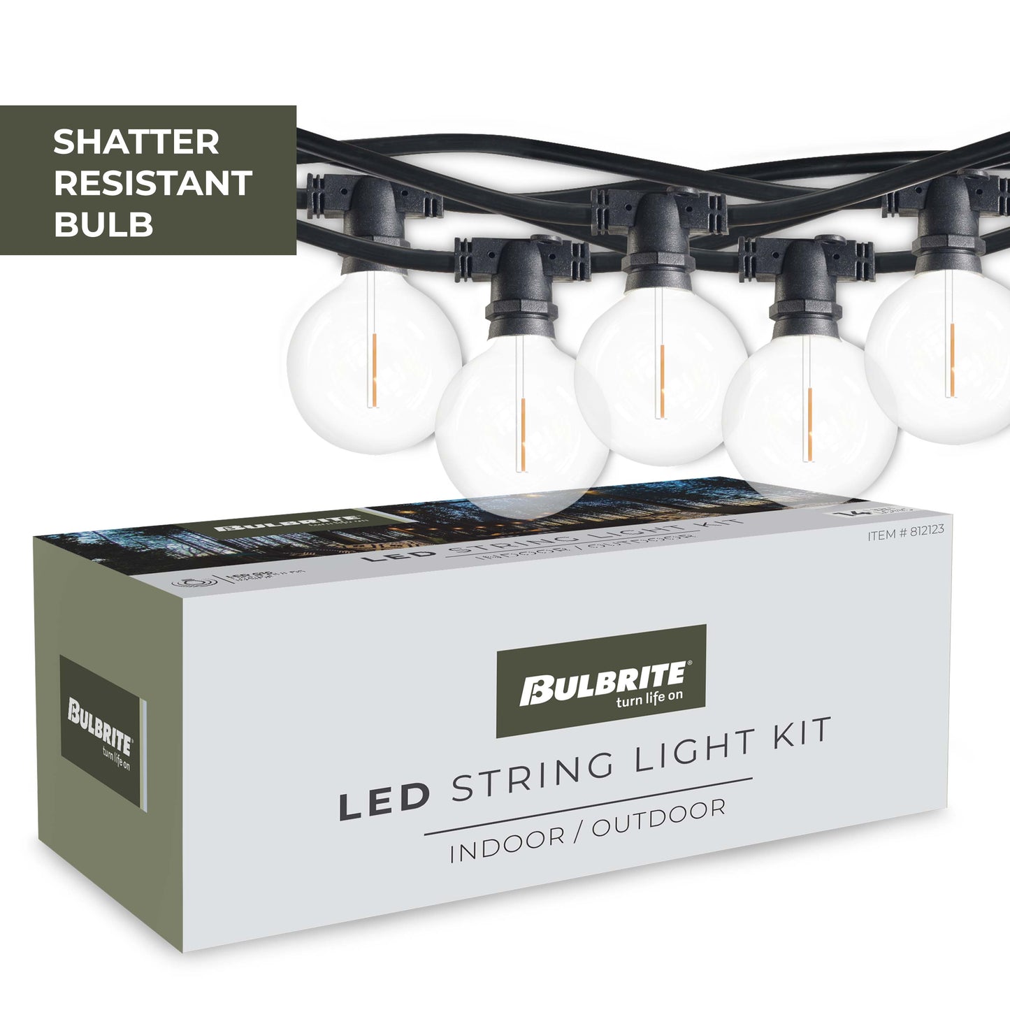 Bulbrite 14-foot String Light Kit with Clear Shatter Resistant Globe G16 LED Light Bulbs