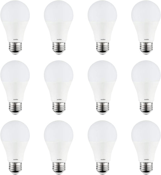 Sunlite 80858-SU LED A19 Super Bright Light Bulb, Non-Dimmable, 14 Watt (100 Watt Equivalent), 1500 Lumens, Medium (E26) Base, UL Listed, 50K - Super White, Pack of 12