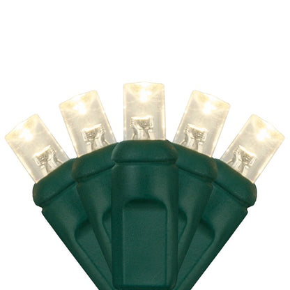 50-LITE 6" RECTIFIED 5MM CONICAL TWINKLE LED LIGHT SET; WARM WHITE BULBS; GREEN WIRE; POLYBAG, Approx. 25' Long