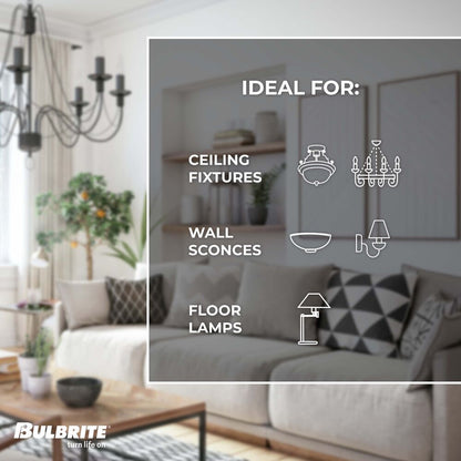 Bulbrite LED Filament Pack of (4) 4 Watt Dimmable G16 Light Bulbs with a Clear Finish and Candelabra (E12) Base - 2700K (Warm White Light), 350 Lumens
