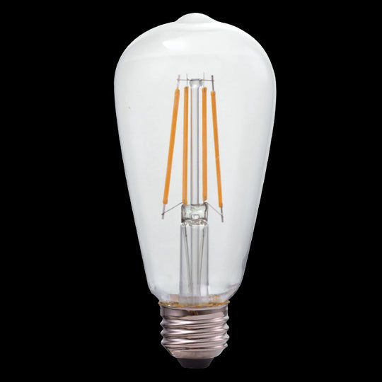 Luxrite LED ST19 Filament Style Light Bulb, E26 Medium Base, 8W, 4000K - Cool White, 80 CRI, Clear Finish, Dimmable, Pack of 6 (LR21652)