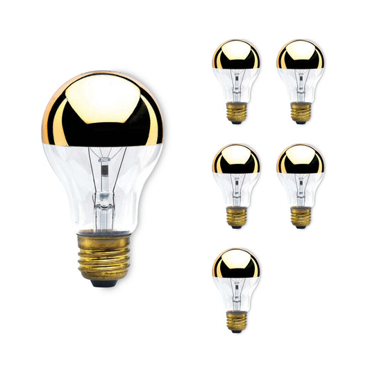 Bulbrite Pack of (6) 60 Watt Dimmable Half Gold A19 Medium (E26) Incandescent Bulb