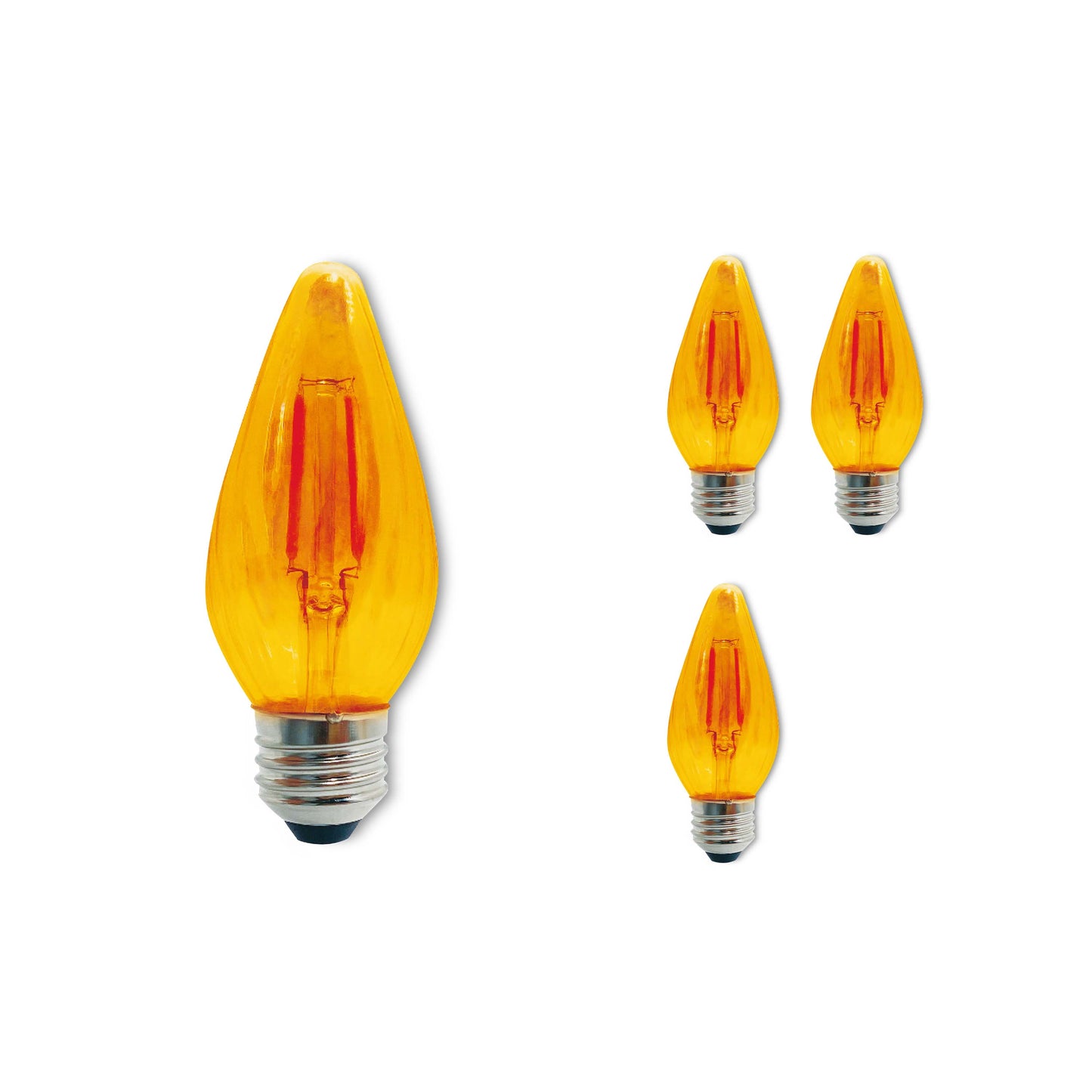 Bulbrite Fiesta Pack of (4) 4 Watt Dimmable F15 LED Filament Light Bulb with Amber Glass Finish and Medium (E26) Base - 2100K (Amber Light), 280 Lumens