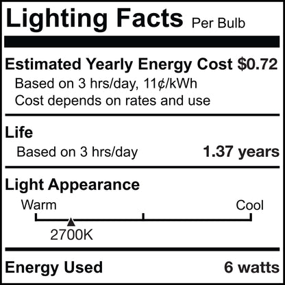 Bulbrite Pack of (25) 6 Watt Dimmable Silicone S6 Candelabra (E12) Incandescent Bulb, 2700K