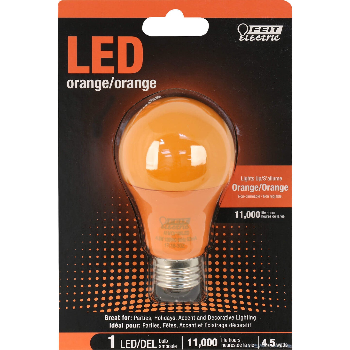 "11,000 Hour Non-Dimmable Orange LED A19"