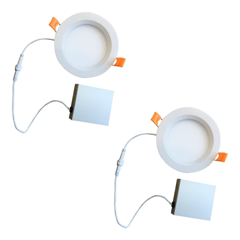 Bulbrite Pack of (2) LED 6" Round Recessed Downlight Fixture with Metal Jbox, 75W Equivalent, 2700K/Warm White, White Finish