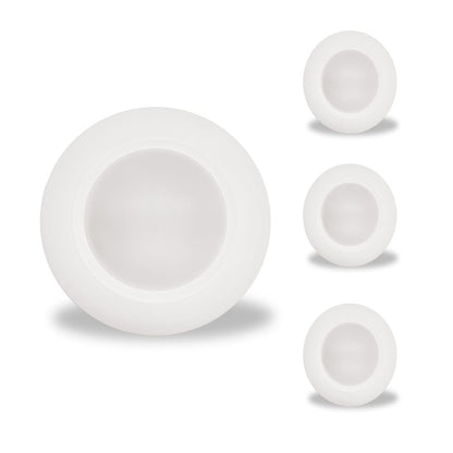 Bulbrite LED 7" Round Disc Light 5CCT White Aluminum with Pigtail JA8, E26 Medium Base, 14-Watt, White Finish, 4-Pack