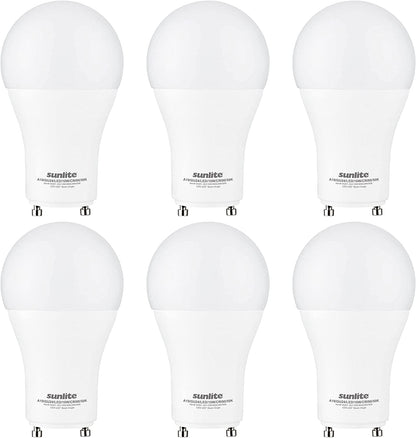 Sunlite 87975 LED A19 Light Bulb, 10 Watts (60W Equivalent), 800 Lumens, GU24 Twist and Lock Base, Dimmable, 90 CRI, UL Listed, Energy Star, Title 20 Compliant, 5000K Super White, Pack of 6