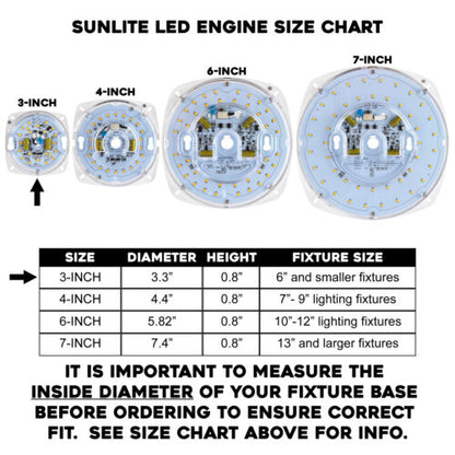 Sunlite 88480 3-Inch LED Retrofit Light Engine, 10 Watts (50 Equivalent), 25,000 Hour Life Span, Dimmable, 90 CRI, Commercial Grade, Energy Star Certified, UL Listed