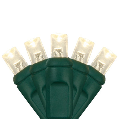 50-LITE 4" SPACING RECTIFIED 5MM LED LIGHT SET; NATURAL PURE WHITE BULBS; GREEN WIRE, Approx. 17'4" Long