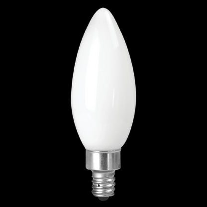 Luxrite LED B11 Torpedo Tip Chandelier Light Bulb, E12 Candelabra Base, 5W, 2700K - Warm White, 550 Lumens, 80 CRI, White Finish, Dimmable (LR21562)