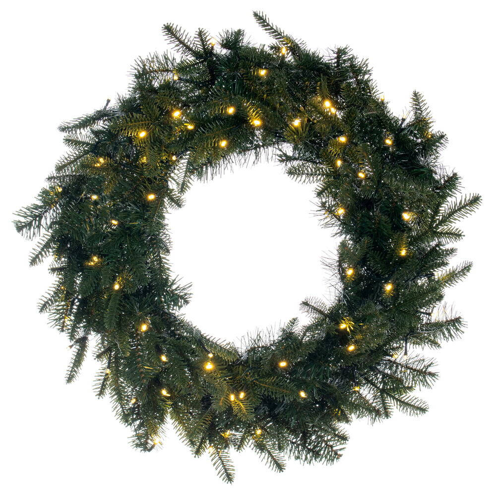 Vickerman 30" Georgian Fraser Fir Artificial Pre-Lit Wreath with 70 White Mini Lights; Timer Included