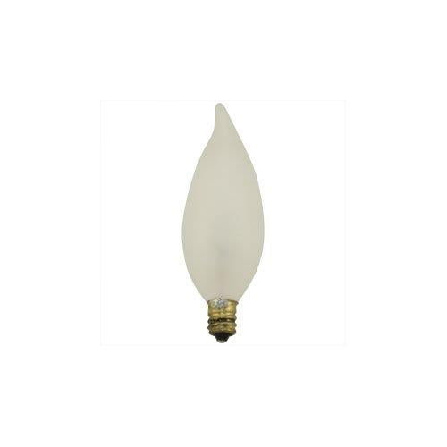 Bulbrite 60CFF/32/3 60 Watt Incandescent CA10 Flame Tip Chandelier Bulb, Candelabra Base, Frost