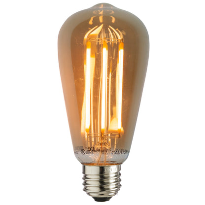 Sunlite 80894-SU LED ST19 Filament Style Edison Light Bulb 6 Watts (40W Equivalent), 450 Lumens, Medium Base (E26), Dimmable, UL Listed, 1 Pack 2200K - Warm White, Pack of 6