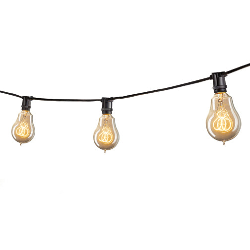 Bulbrite STRING15/E12/BLACK-NOSA15KT Outdoor Mini String Light w/Vintage Edison Bulbs, 25-Feet, 15 Lights Sockets, Black