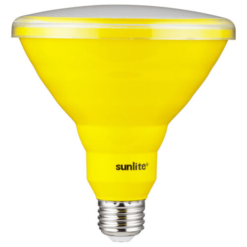 Sunlite 81476 LED PAR38 Colored Recessed Bug Light Bulb, 15 watt (75w Equivalent), Medium (E26) Base, Floodlight, ETL Listed, Yellow, Pack of 3