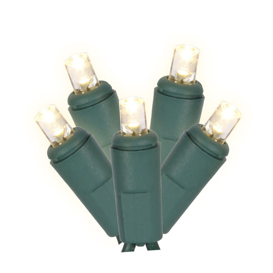 Vickerman 50 Warm White Twinkle Wide Angle LED Light on Green Wire, 25' Light Strand.- 2 Pack