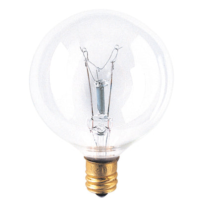 Bulbrite 60G16CL2 60 Watt Incandescent G16.5 Globe, Candelabra Base, Clear