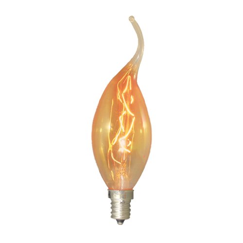 Bulbrite NOS15CFA-5PK 15 Watt Incandescent Nostalgic Flame Tip CA11 Chandelier Bulb, Candelabra Base, Amber, 5-Pack