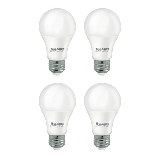 Bulbrite 60 Watt Equivalent A19 DIMMABLE LED Light Bulb with E26 Medium base, 4000K -4 Pack