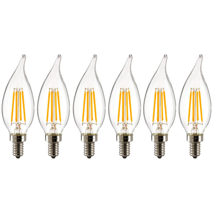 Sunlite LED Vintage Chandelier 4W (40W Equivalent) Light Bulb Candelabra (E12) Base, Warm White