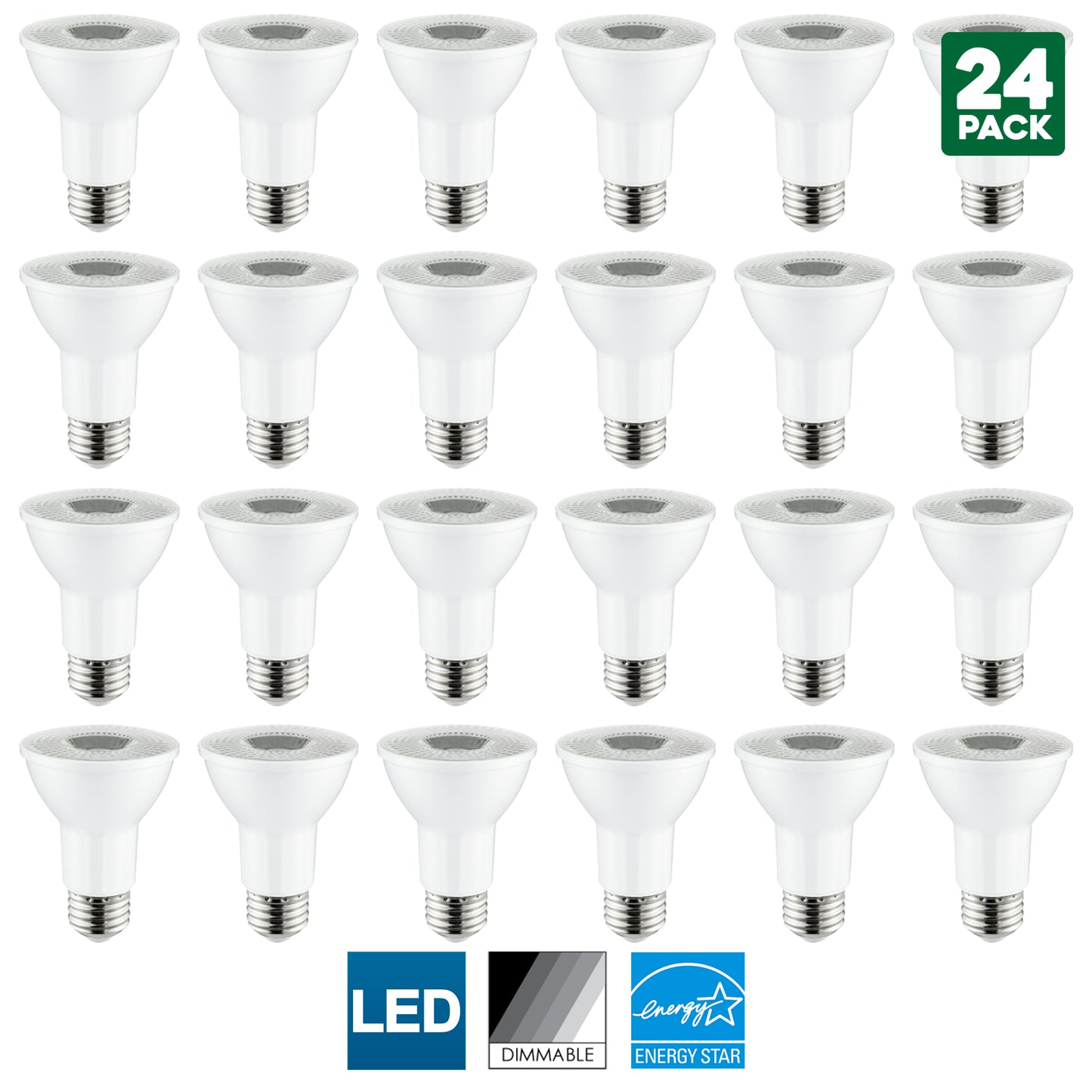 Sunlite LED PAR20 Reflector Bulb, 6 Watt (50 Watt Equivalent), Dimmable, 2700K Warm White, 450 Lumens, Medium (E26) Base, Energy Star Certified