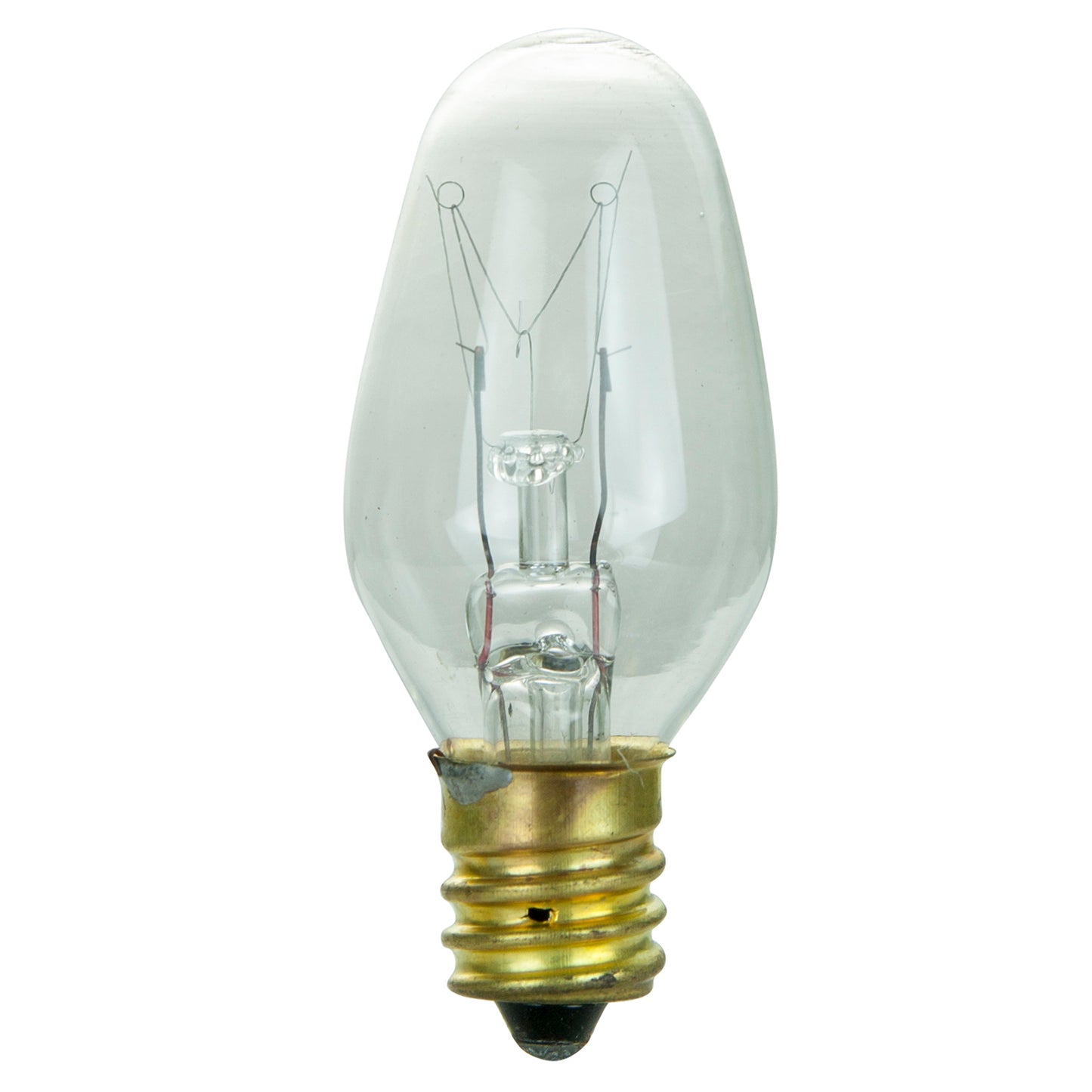 Sunlite 01054 7C7 Incandescent Bulb, 7 Watt, Candelabra E12 Base, C7 Small Night Light, Colored Bulb, Clear, 12 Count