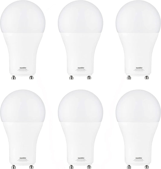 Sunlite 88259 LED A19 Light Bulb, 14 Watts (100W Equivalent) 1500 Lumens, GU24 Twist and Lock Base, Dimmable, UL Listed, 5000K Super White, 6 Pack