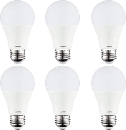 Sunlite 80597-SU LED A19 Super Bright Light Bulb, Dimmable, 14 Watt (100 Watt Equivalent), 1500 Lumens, Medium (E26) Base, UL Listed, 30K - Warm White, Pack of 6