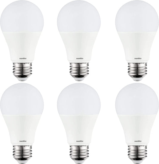 Sunlite 80597-SU LED A19 Super Bright Light Bulb, Dimmable, 14 Watt (100 Watt Equivalent), 1500 Lumens, Medium (E26) Base, UL Listed, 30K - Warm White, Pack of 6