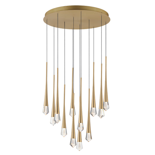 PIERCE 12-LIGHT LED Gold Multi-Light Pendant Ceiling Light