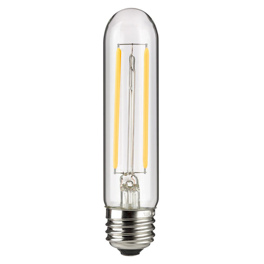 Sunlite 80625 LED Filament T10 Tubular Light Bulb, 2 Watts (25W Equivalent), 160 Lumens, Medium E26 Base, 120 Volts, Dimmable, 90 CRI, UL Listed, Clear, 3000K Warm White, 1 Pack