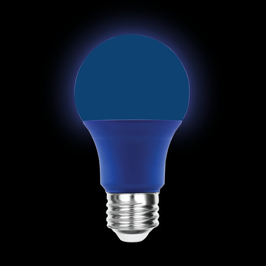 Luxrite LED A19 Colored Light Bulb, E26 - Medium Base, 8W, Blue Finish, Non-Dimmable, Shatter Proof, Pack of 15 (LR21491)