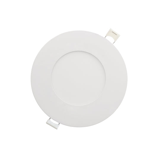 Luxrite LED 3" Mini Panel Round Smooth Canless Wafer Spotlight, 8W, 540 Lumens, Color Selectable - 2700K/3000K/3500K/4000K/5000K, 80 CRI, White Finish, Dimmable (LR23751)