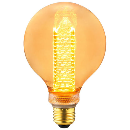 Sunlite 81254 LED G30 Virtual Filament Globe Light Bulb, 3.5 Watts (15W Equivalent), 120 Lumens, Medium E26 Base, Clear Glass, Dimmable, Acrylic Inner Pillar, UL Listed, 2000K Amber, 1 Pack