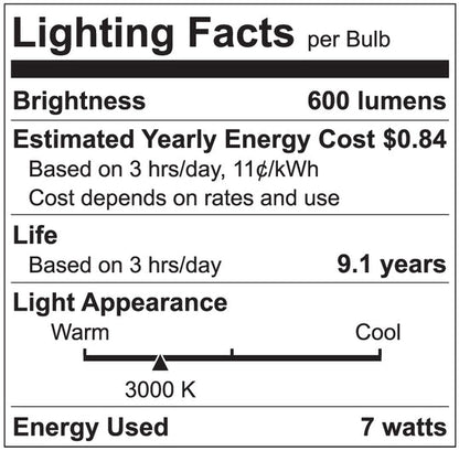 Luxrite LED 7W A15 Bulb, 3000K- Soft White, 600 Lumens, 80 CRI, Frost Finish, Dimmable Pack of 25 (LR21351)