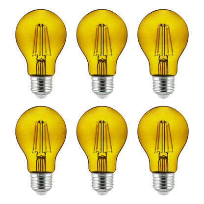 2-Pack Sunlite LED Transparent Yellow A19 Filament Bulbs, 4.5 Watts, Dimmable, UL Listed