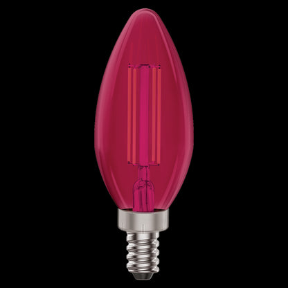 Luxrite LED B11 Colored Filament Torpedo Light Bulb, E12 Candelabra Base, 4.5W, Purple Finish, Pack of 8 (LR21741)